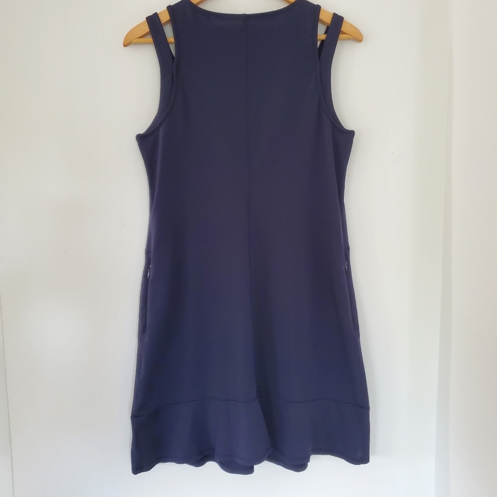 J. JILL FIT sz MP Sleeveless Knit Sport Dress Navy Blue Nylon Spandex Athleisure - Picture 10 of 13